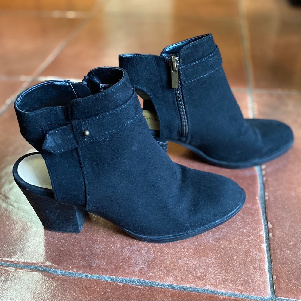 Bamboo | Avenge Black Open Heel Booties